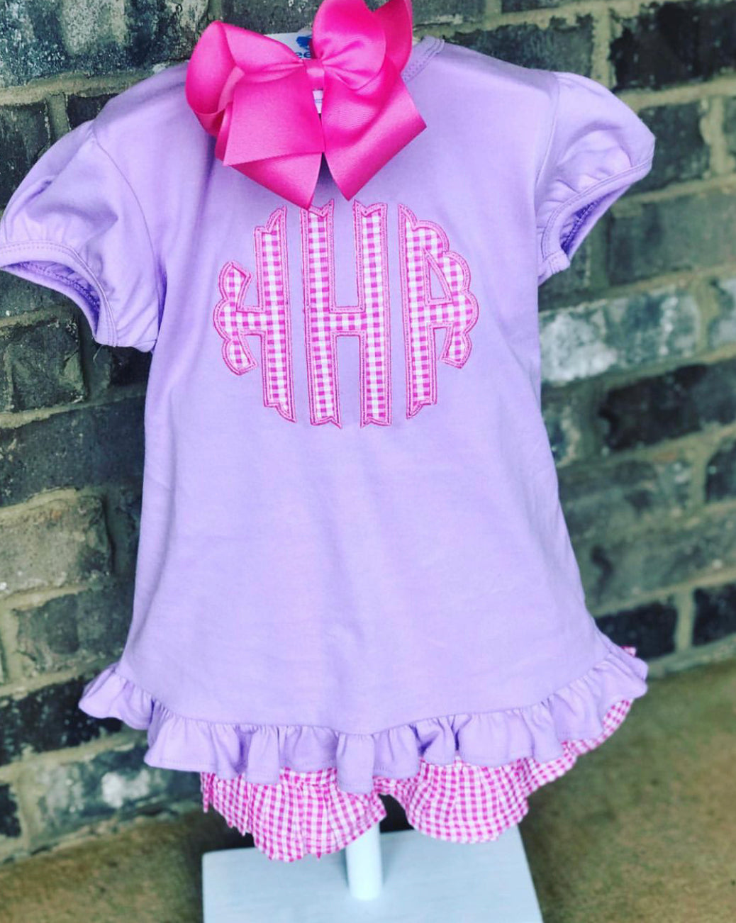 Hot Pink on Lavender Applique Monogram Shirt