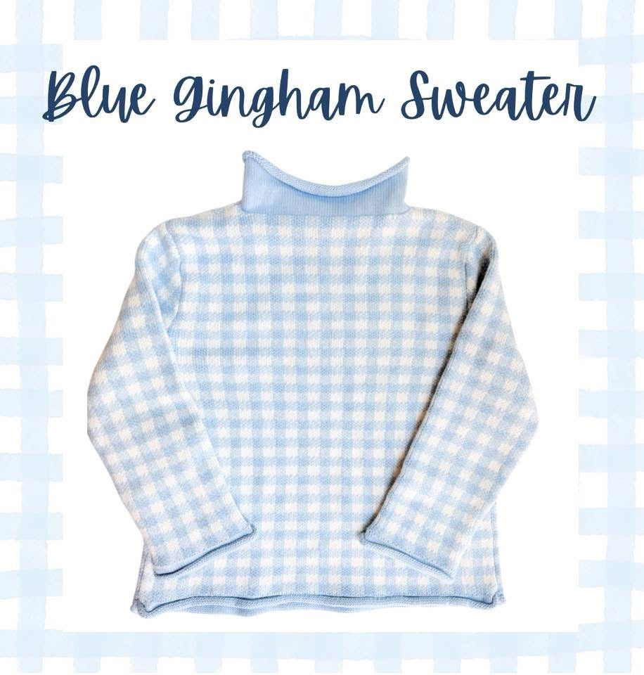 Gingham Rollneck Sweaters - Embroidery Included