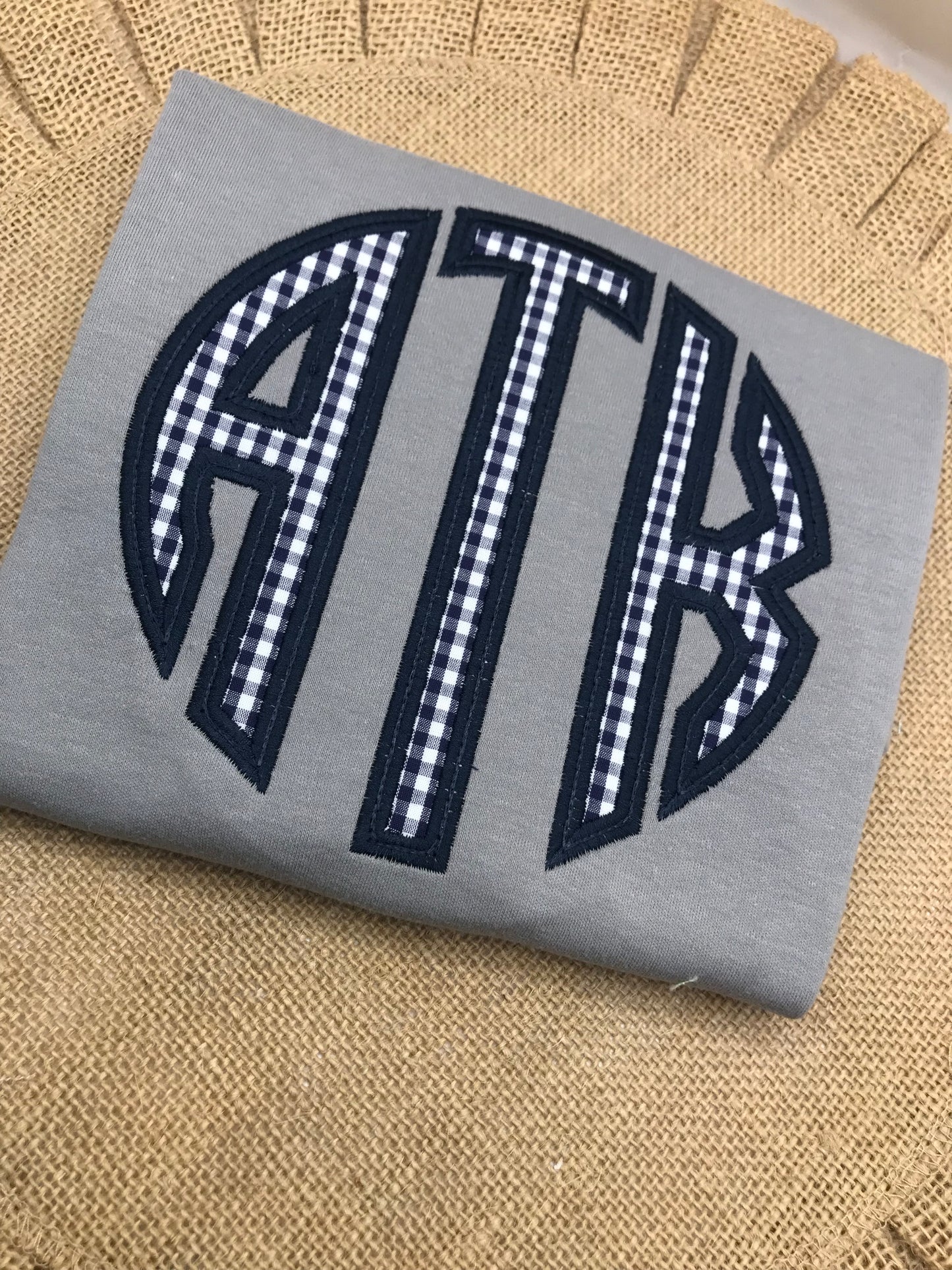 Navy on Grey Circle Applique Shirt