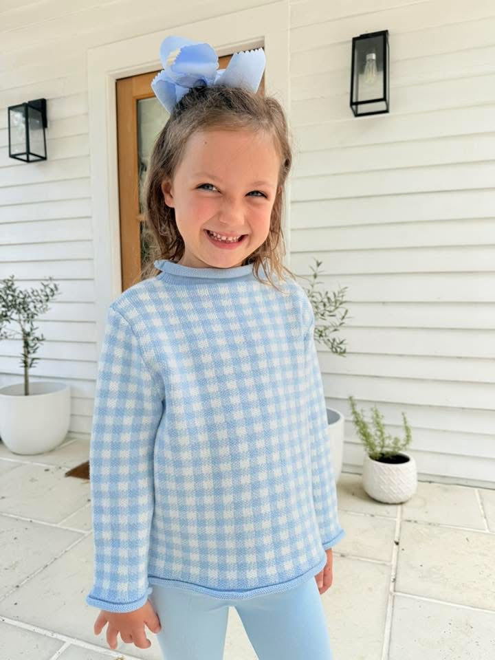 Gingham Rollneck Sweaters - Embroidery Included