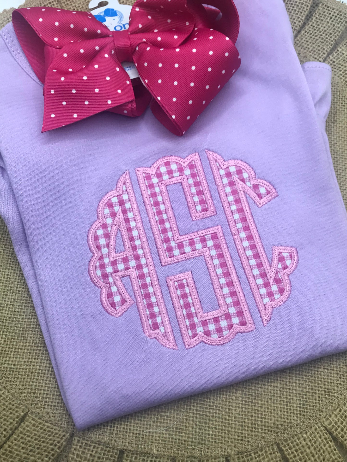 Hot Pink on Lavender Applique Monogram Shirt