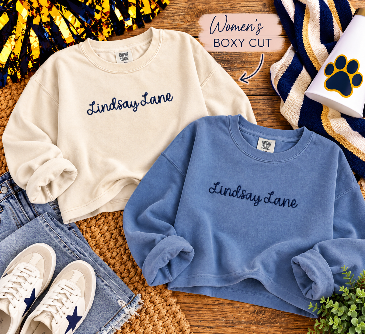 Lindsay Lane Embroidered Women’s Mid-Length Sweatshirt