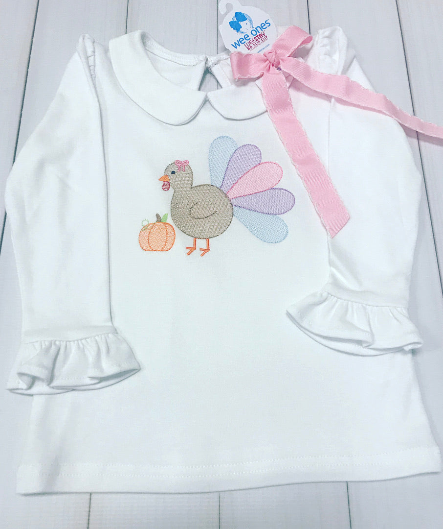 Pink Turkey Sketch Embroidery