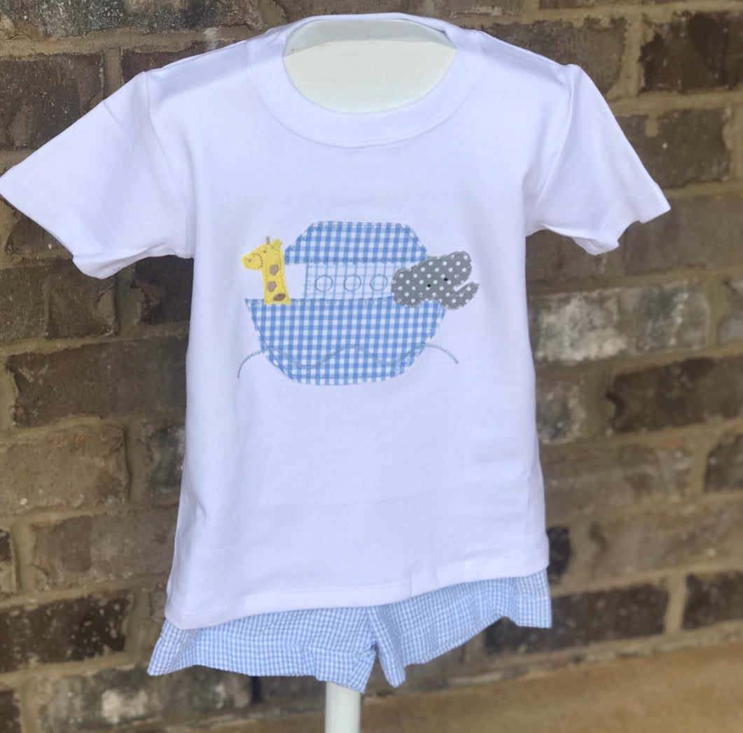 Noah's Ark - Blue Applique Shirt