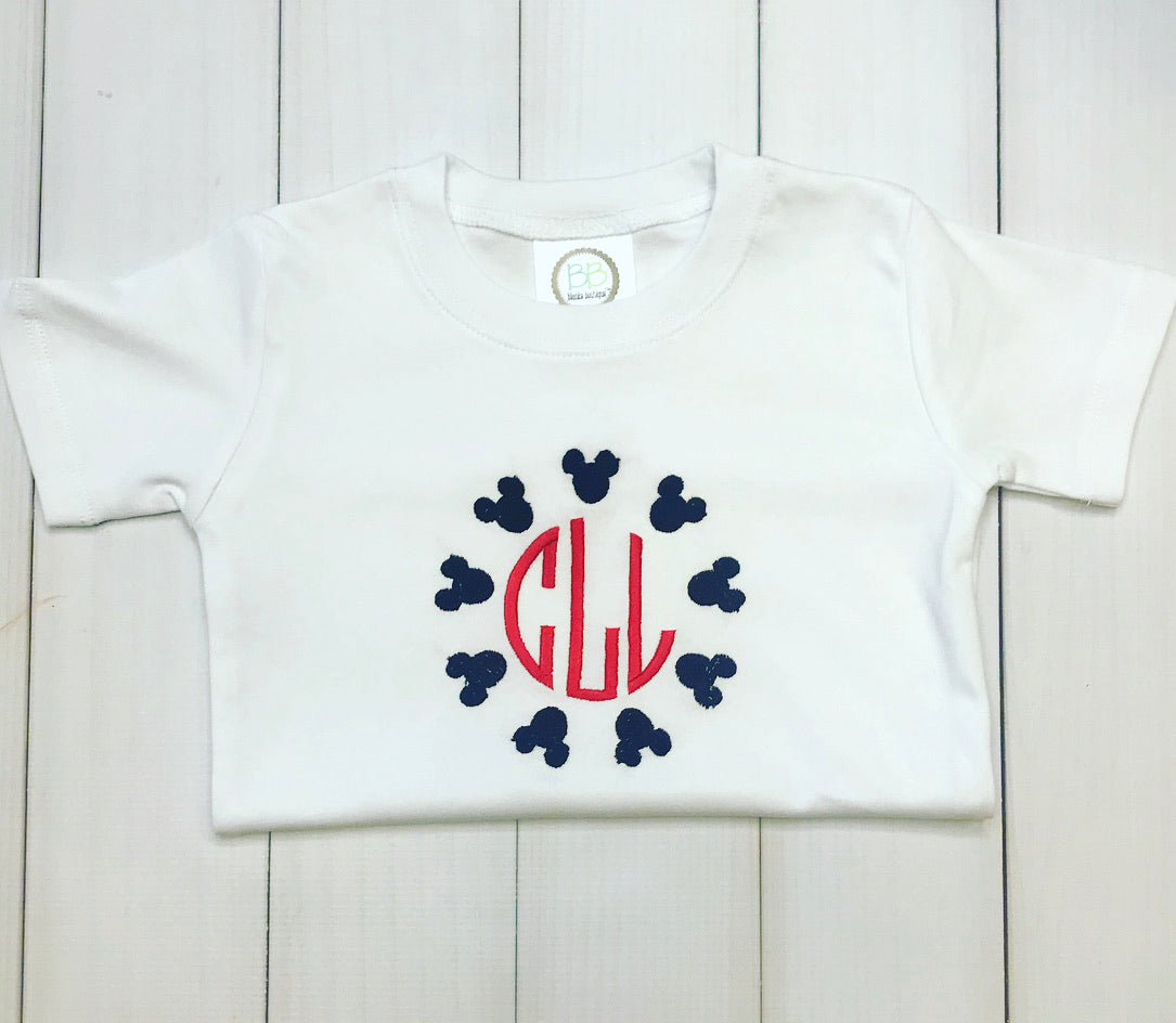 Mouse Circle Monogram Frame Tee