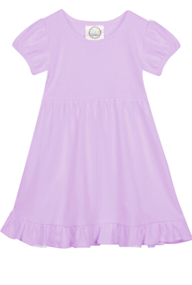 Empire Waist Ruffle Dress with Beaded Monogram