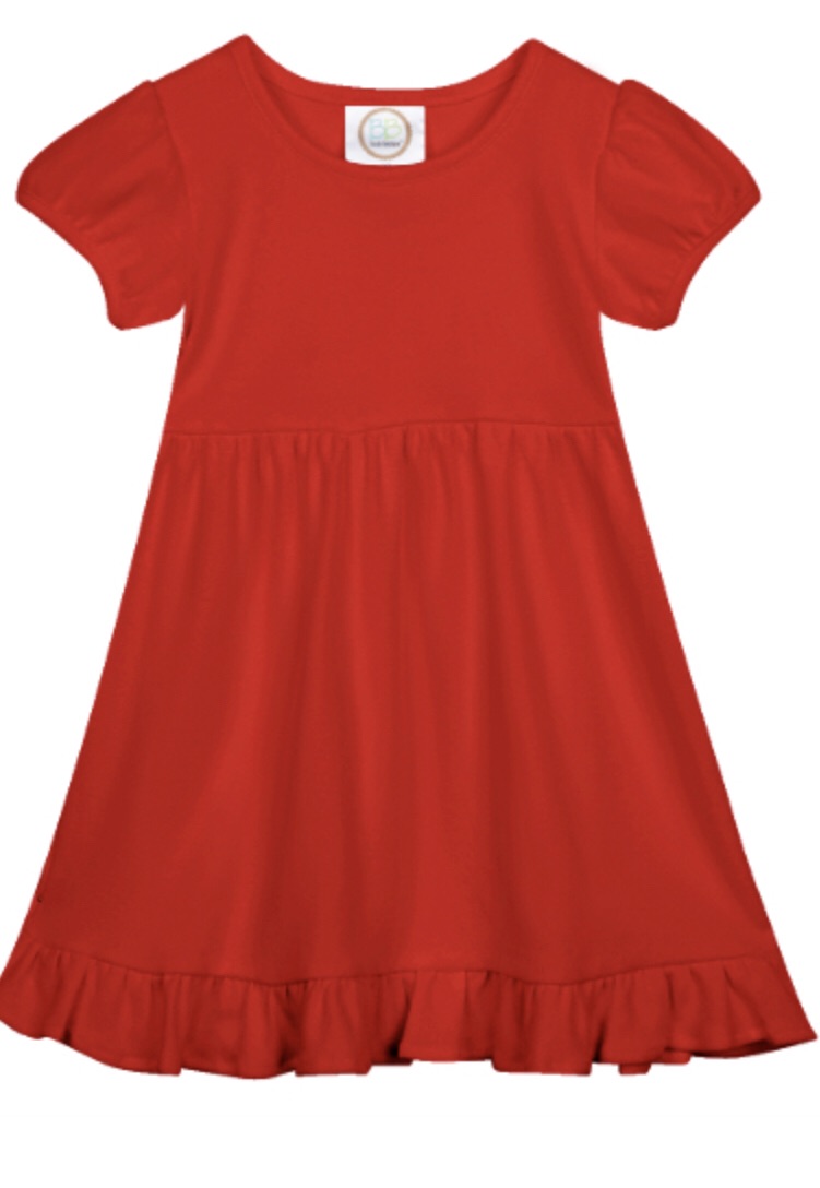 Empire Waist Ruffle Dress with Beaded Monogram