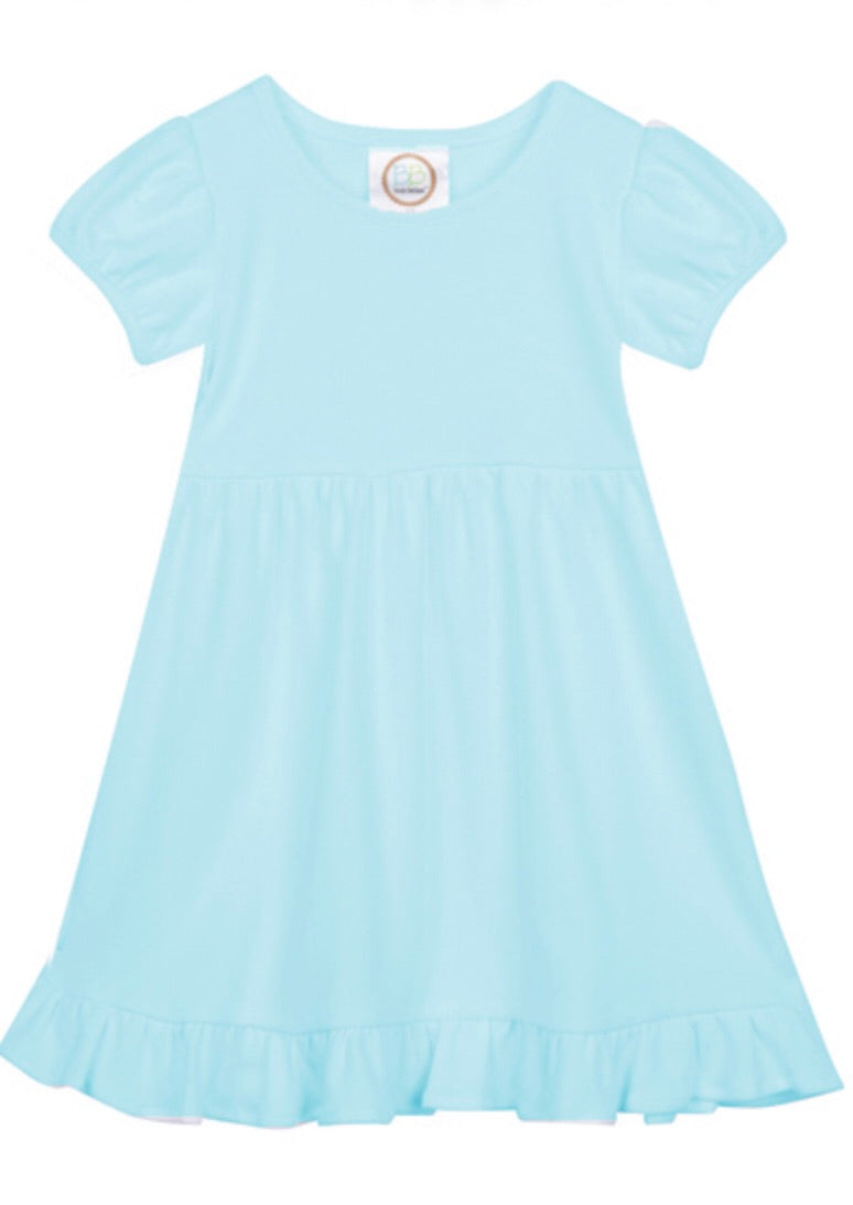 Empire Waist Ruffle Dress with Beaded Monogram