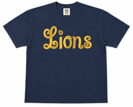 YOUTH and ADULT Lions Script TShirt