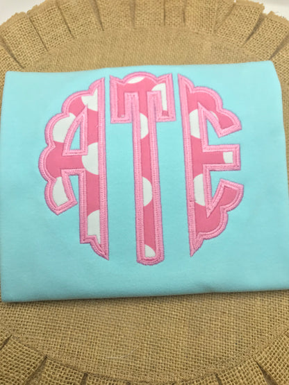 Aqua Applique Monogram Shirt