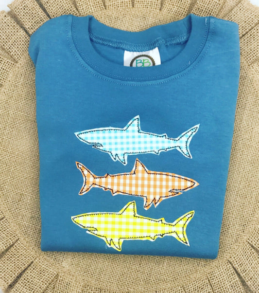 BOY Shark Applique Trio