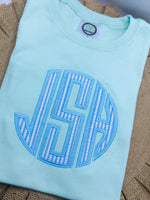 Blue on Mint Circle Applique Shirt