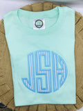 Blue on Mint Circle Applique Shirt