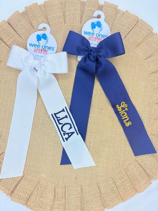 Medium Grosgrain Hair Bowtie with Knot Wrap and Streamer Tails