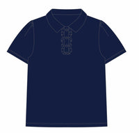 Ruffle Polo Top- Navy