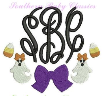 Ghost with Bow Monogram Frame