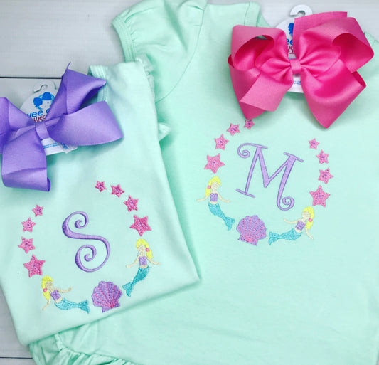 Mermaid Frame Embroidery Shirt