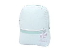Mint Seersucker Medium Backpack