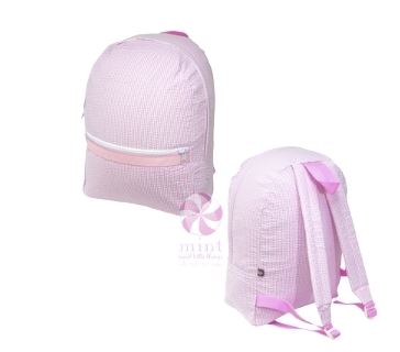 Pink Seersucker Medium Backpack
