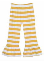 Girls Striped Ruffle Knit Pants (6 Colors)