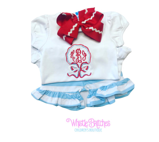Blanks - Patriotic Bow Frame + Monogram Shirt