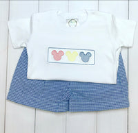 Blue Mouse Trio Faux Smocked