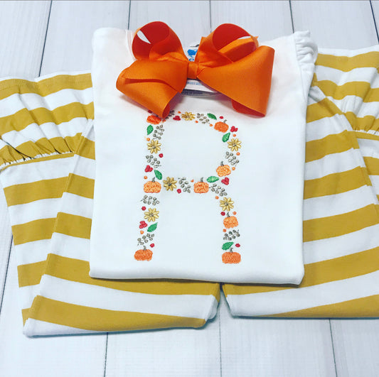 Fall Floral Initial Shirt