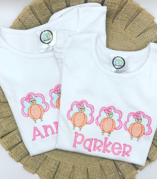 Happy Turkey Trio Sketch Embroidery