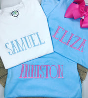 ALPHA Embroidery Onesie/Shirt/Bubble/Romper/Dress