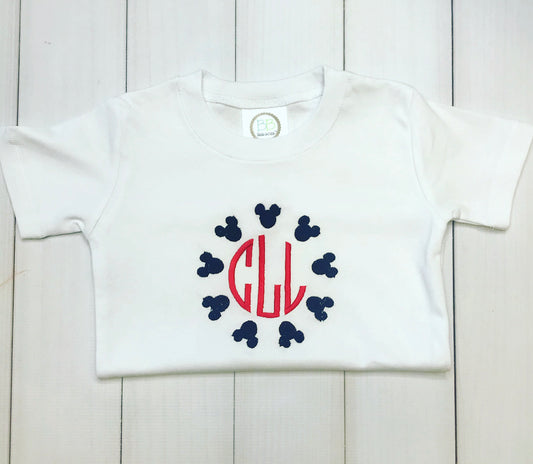 Mouse Circle Monogram Frame Tee
