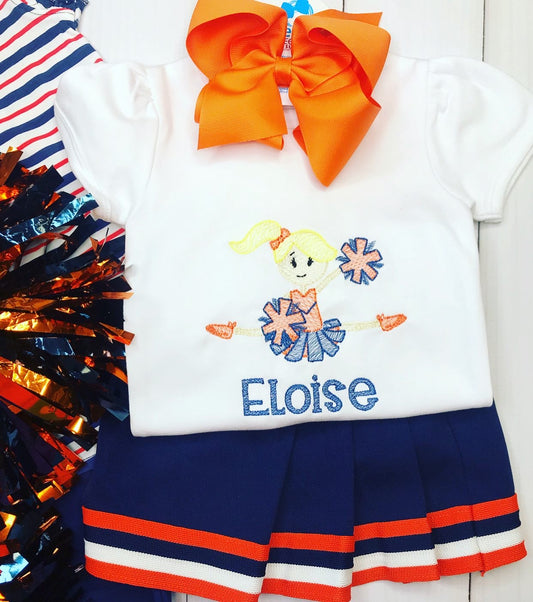 Orange/Blue Toe Touch Cheerleader