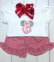 Sketch Bow Mouse Ears Monogram Tee
