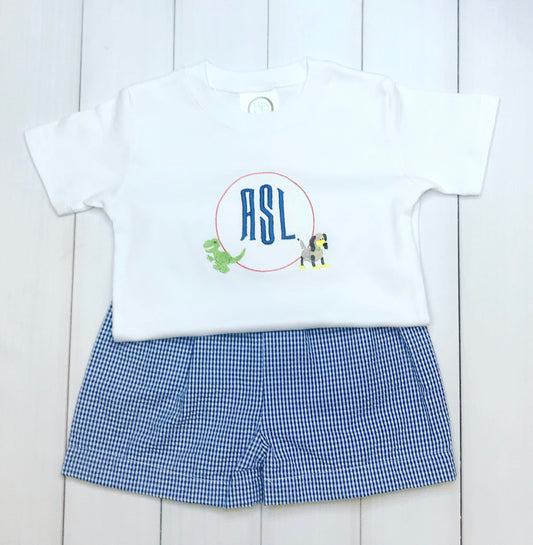 Dino Dog Monogram Frame Tee