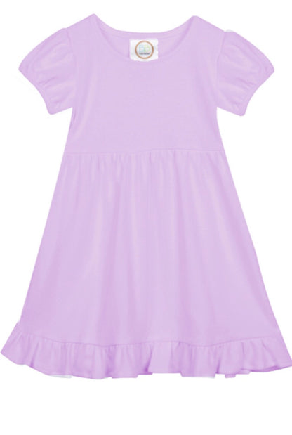 Empire Waist Ruffle Dress with Beaded Monogram