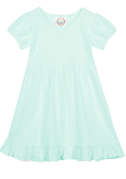 Empire Waist Ruffle Dress with Beaded Monogram