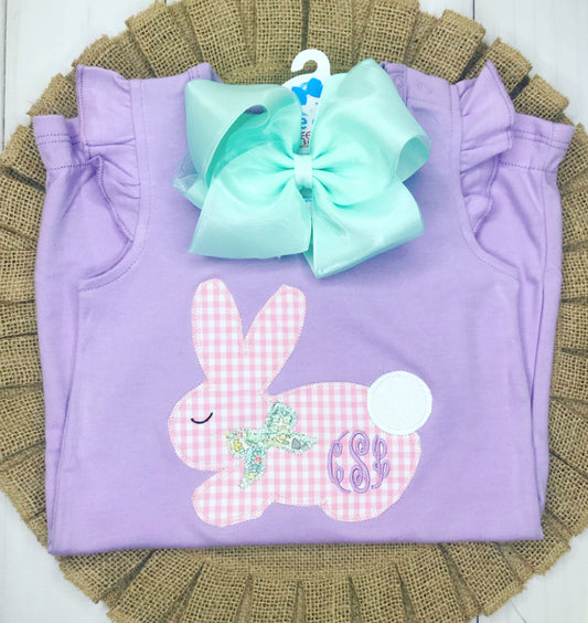 Pink Monogram Bunny on Lavender