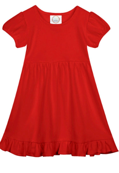 Empire Waist Ruffle Dress with Beaded Monogram