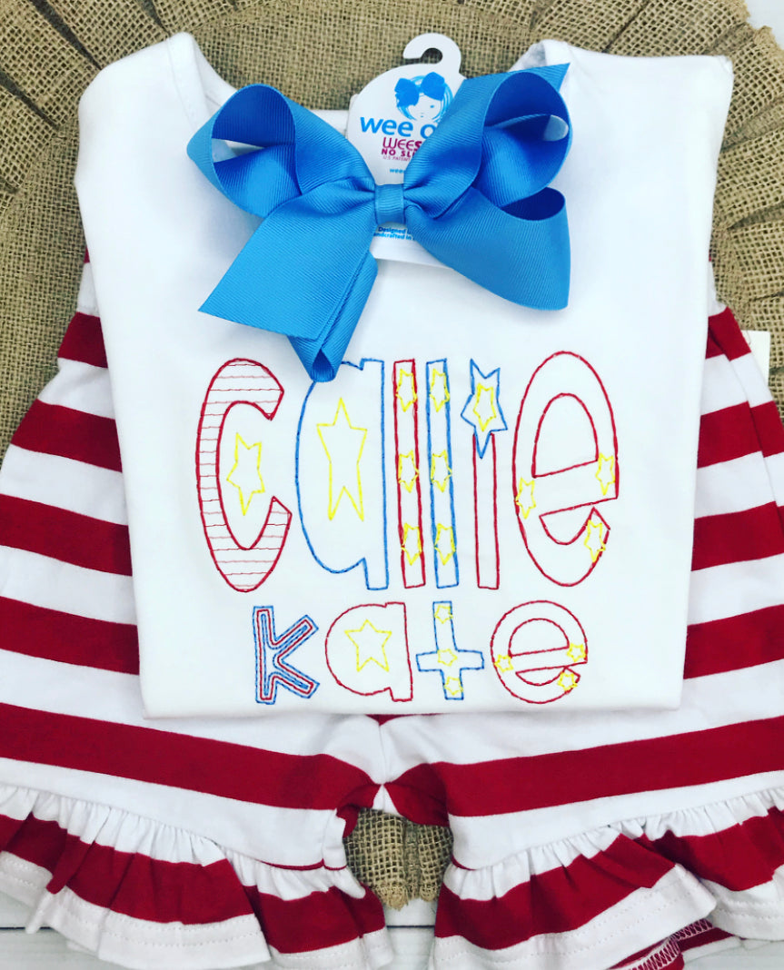 Stars and Stripes Embroidery Onesie/Shirt/Bubble/Romper/Dress