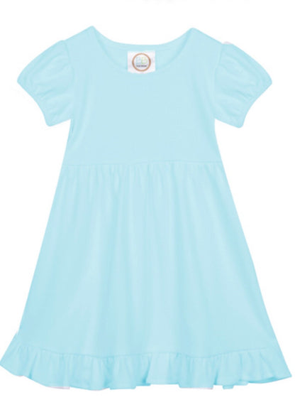 Empire Waist Ruffle Dress with Beaded Monogram