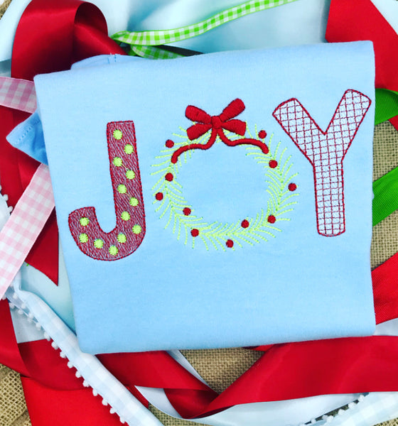Joy Embroidery with Bow